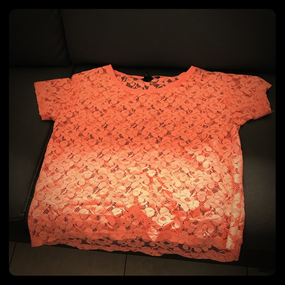 H&M coral mesh top/shirt